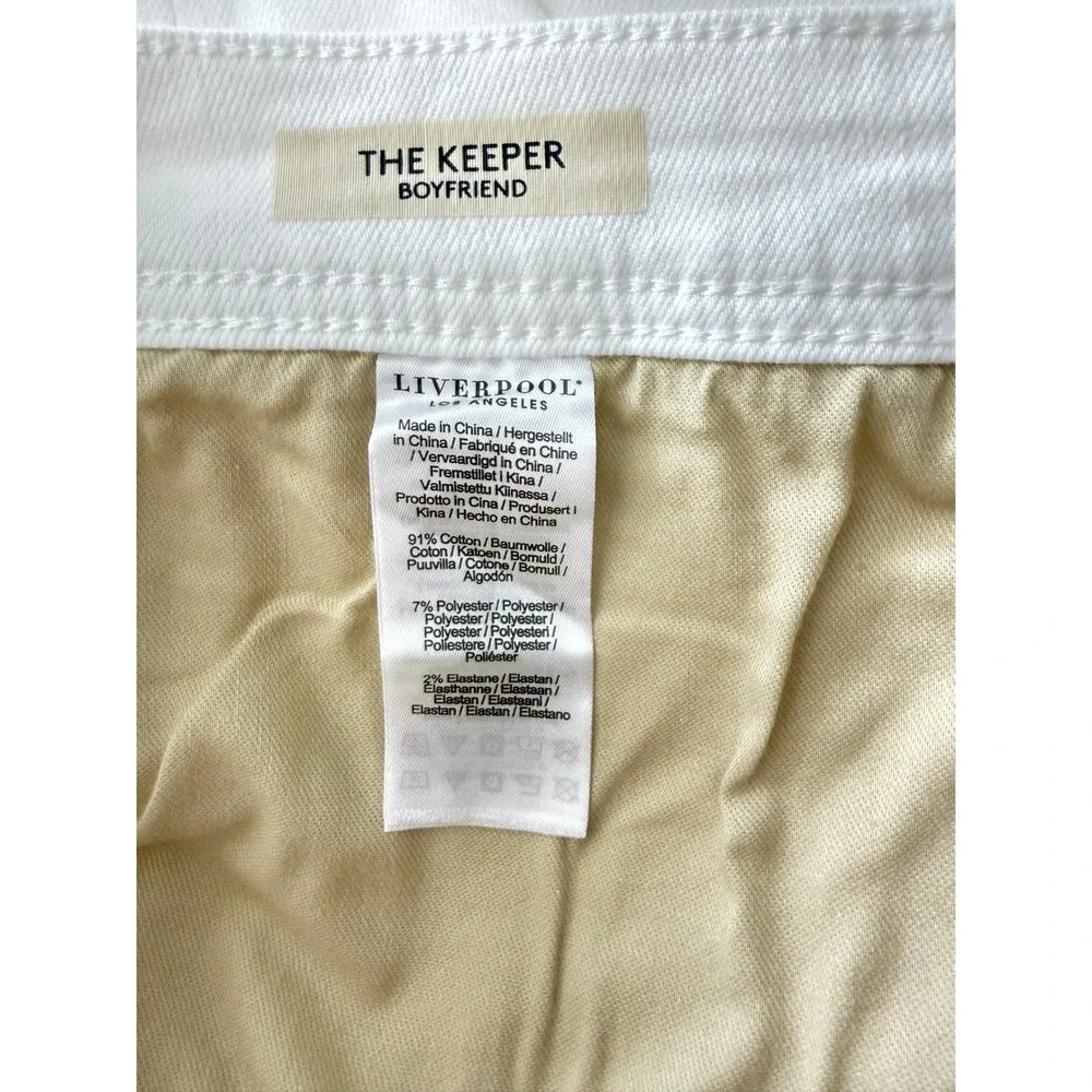 NWT Liverpool Los Angeles‎ Eco The Keeper Boyfriend Jeans Plus White Stretch 14W